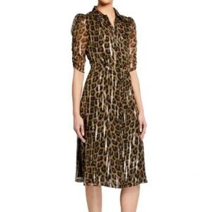 BA&SH Jozy Metallic Leopard Print Dress Size M 4/6 US
